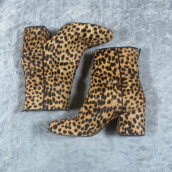 J. Crew Shoes - J.Crew Women's Leather Boots 8 Cheetah Print Calf Hair Short Boots Sadie Leopard